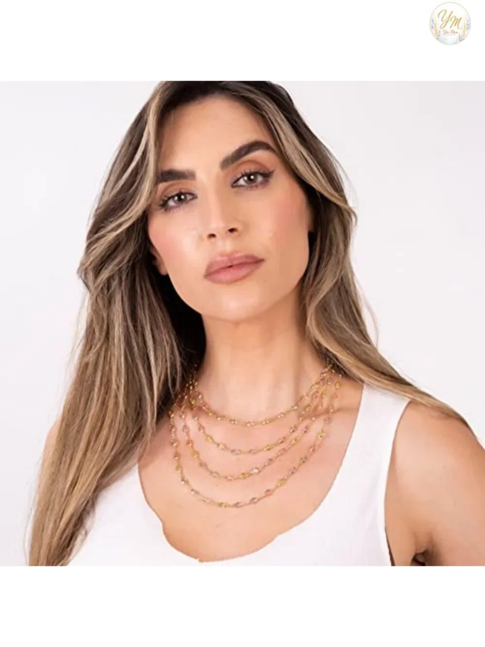 18K Gold Plated Oval Crystal Pendant Necklace for Women - Made in Brazil